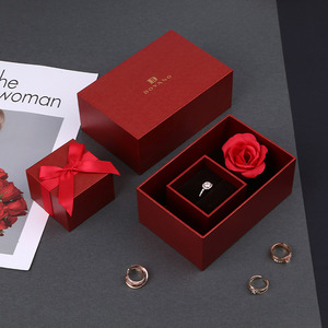 Boyang Custom Luxury Red Paper Engagement Wedding <b>Ring</b> Jewelry Box Packaging - Product Image 1
