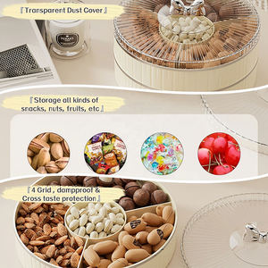 Runde 4-Fach Plastik-Drehbox für Snacks, Süßigkeiten und Trockenfrüchte mit Acryldeckel und Serviertablett für Nüsse - Product Image 4