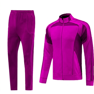 Conjunto Deportivo Magenta para Hombre, Ropa Deportiva Personalizada, Chaqueta con Cremallera y Pantalones Ajustados, Venta al Por Mayor, Traje Deportivo para Gimnasio y Entrenamiento - Product Image 1