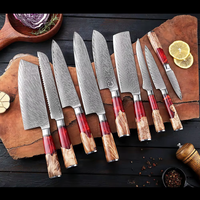 Ensemble de couteaux de cuisine japonais en acier Damas Nouveau style Chef Nakiri Kiritsuke Cleaver Couteau utilitaire avec manche en résine
