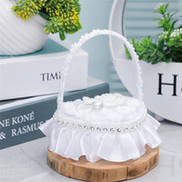 Romantique Mini Coeur En Forme De Boîte À Anneaux Blanc Dentelle Fleur À Main Anneau Boîte Ruban Arc Anneau Oreiller Boîte Pour La Décoration De Mariage