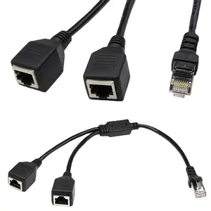 RJ45 1 Male Ke 2 Female Socket Port LAN Ethernet Network Splitter Y Kabel Adaptor 0.3M
