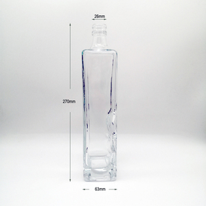 Botella <span class=keywords><strong>de</strong></span> bebida cuadrada en relieve <span class=keywords><strong>de</strong></span> 750ml <span class=keywords><strong>de</strong></span> alta <span class=keywords><strong>calidad</strong></span>, venta al por mayor, vidrio <span class=keywords><strong>de</strong></span> pedernal para Vodka, <span class=keywords><strong>Gin</strong></span>, ron, Tequila, licor, corcho, sin sellado - Product Image 2