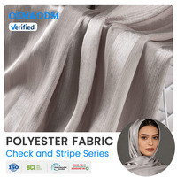 Voile A7 Tendance à Carreaux et Rayures en Chiffon Satiné Polyester, Tissu Anti-Statique et Infroissable pour Foulard Quotidien Moderne pour Femme