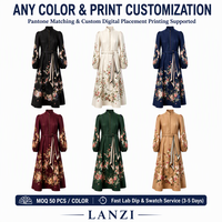 Robe Midi Florale Vintage Sur Mesure avec Ceinture pour Bureau, Soirée, Cérémonie, Mariage, Invitée, Grandes Tailles