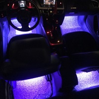 Éclairage d'ambiance intérieur de voiture, bande LED à commande vocale via application mobile, alimentation USB allume-cigare, accessoires d'éclairage de pieds pour voiture