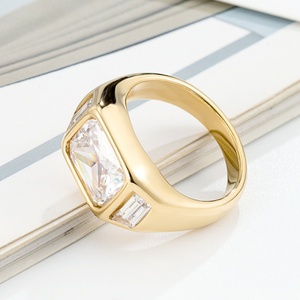 Bagues délicates plaquées or pour femmes, bijoux de mariage tendance avec pierre naturelle taille ovale - Product Image 6