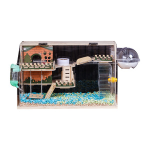 Cage à hamster en bois avec panneaux en acrylique, style villa à plusieurs niveaux, habitat pour petits animaux, utilisation en intérieur - Product Image 1