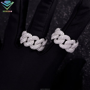 Anel Masculino de Elo Cubano em Prata Esterlina S925 com Moissanite, Passa no Teste de Diamante, Estilo Ice Out, Hip Hop Bling - Product Image 3