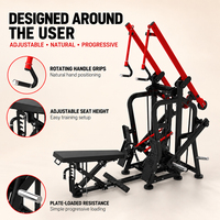 Machine combinée Lat Pulldown et Rame Assise à résistance à charge de disques pour la musculation du dos en salle de sport commerciale