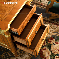 Haute brillance en bois or ligne sculpture entreprise patron exécutif classique Table de travail mobilier de bureau luxe PDG bureau chaise de bureau