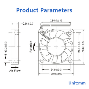 Ventola assiale di raffreddamento X-HON HXD3010 5V/12V DC da 30mm con cuscinetti in plastica per proiettori elettrici - Mini radiatore industriale per ventilazione - Product Image 6