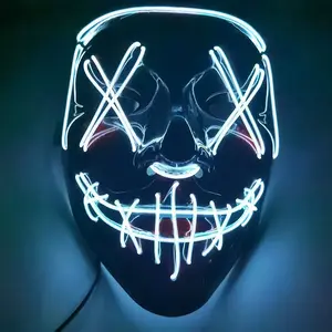 Vendita calda All Saints' Day PVC spaventoso Horror DJ Mas ks EL Wire Helmet Cosplay Prop Bar Masquerade LED Rave Neon Ma sk