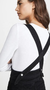 De color <span class=keywords><strong>negro</strong></span> de las mujeres pantalones vaqueros general pantalón de mezclilla <span class=keywords><strong>mono</strong></span> - Product Image 6