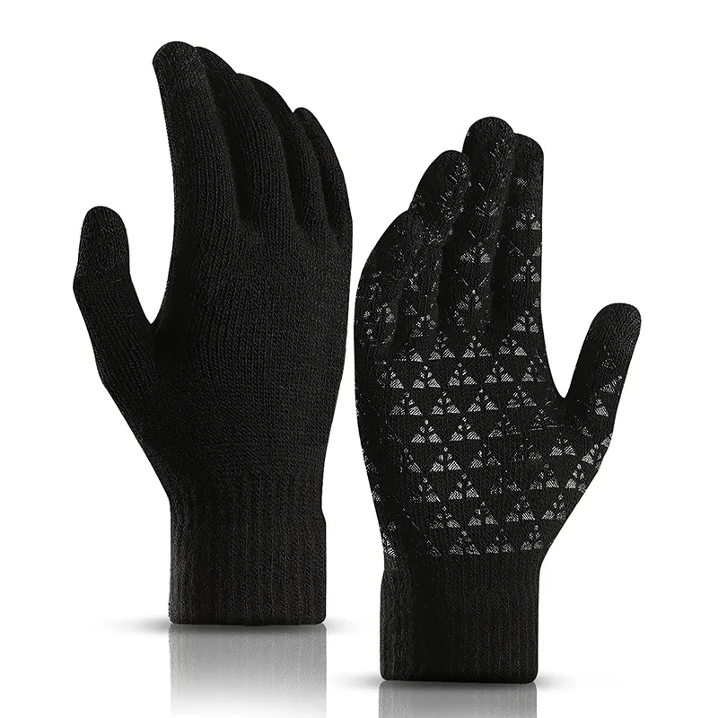 Gants d'hiver pour homme et femme Gants tricotés par temps froid avec écran tactile Gants de tricot chauds pour la course à pied, la conduite et la randonnée