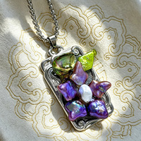 Collier de perles baroques d'eau douce naturelles, pendentif vintage inaltérable, chaîne en acier titane électroplaqué, cadeau unisexe tendance