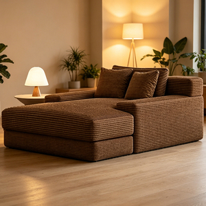 Chaise longue modulaire en velours côtelé de qualité supérieure, siège profond, canapé paresseux Cloud avec mousse haute densité pour salon et appartement - Product Image 4