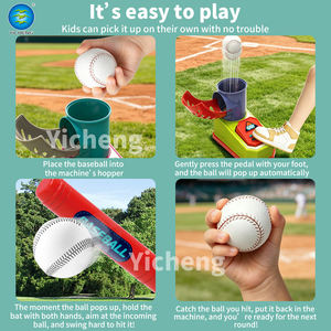 Machine à lancer <span class=keywords><strong>de</strong></span> baseball pour enfants, jouet à commande au pied avec batte et balle, jeu <span class=keywords><strong>de</strong></span> sport intérieur/extérieur pour tout-petits, garçons et filles - Product Image 3