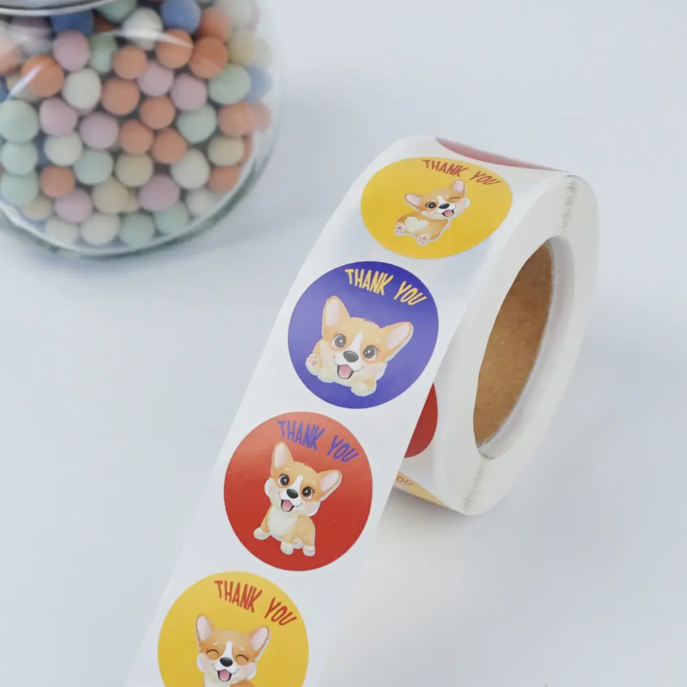 Factory Made Hot Sale 1 Inch Self Adhesive Printing Cartoon Animal Label Sticker Roll Pack