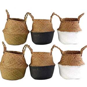 <span class=keywords><strong>Cesto</strong></span> in <span class=keywords><strong>Vimini</strong></span> Bianco e <span class=keywords><strong>Nero</strong></span> Intrecciato a Mano, Cassetti in Bambù, Cesti in Giacinto d'Acqua, Contenitore Multifunzione 3 in 1 per Biancheria - Product Image 1