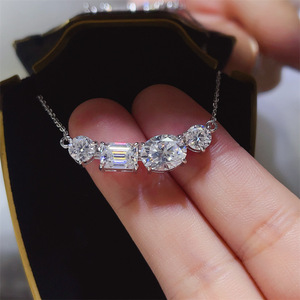 4 Carat Irregular <strong>Moissanite</strong> D Color Pendant Necklace Versatile Collarbone Chain Womens Evening Dress Wedding Dress Accessory - Product Image 3
