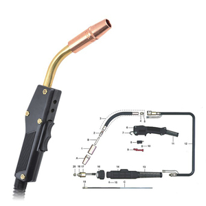 Antorcha de Soldadura <span class=keywords><strong>MIG</strong></span> <span class=keywords><strong>Tweco</strong></span> con Certificado CE UWELD, 350A, Refrigerada por Gas CO2, Tipo <span class=keywords><strong>Tweco</strong></span> - Product Image 4