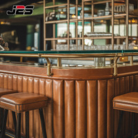 Comptoir de bar de café moderne de luxe avec acier inoxydable et pierre frittée, taille personnalisable, imperméable pour les cafés et les restaurants