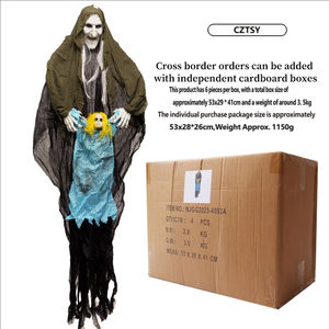 Decoración de Halloween: Bruja Anciana Colgante, Fantasma, Casa Embrujada, Tela Desgastada, Atmósfera de Terror, Accesorio - Product Image 5