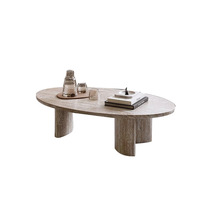 Table basse ronde en travertin de forme lunaire, style moderne et luxueux, pour salon, meubles de maison, YUSHI