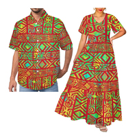 Robe à col en V de vacances de plage de Style tropical hawaïen tenue de couple de grande taille tenue décontractée pour femmes et chemise Aloha pour hommes