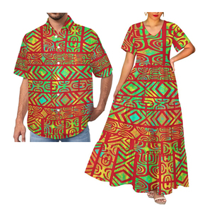 Hawaii phong cách nhiệt đới bãi biển Kỳ nghỉ v-cổ ăn mặc kích thước lớn vài trang phục Ladies 'casual ăn mặc và người đàn ông của Aloha Áo sơ mi - Product Image 6