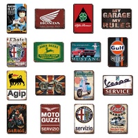 Enseigne Métallique Personnalisée Vintage, Plaque Décorative Rétro pour Garage, Poster Métal Style Classique Moto Voiture