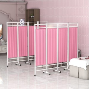 Folding Screen Partition For Hospital Clinic Medical Room Isolation With Wheels Blue Fabric Panels - Product Image 2