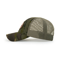 Gorra trucker de malla estilo Richardson 111P con camuflaje sublimado y parche de cuero, gorra Richardson bordada, gorra trucker de malla personalizada