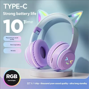 <span class=keywords><strong>Casque</strong></span> sans fil BT618 tendance, couvrant tout l'oreille, avec basses améliorées, <span class=keywords><strong>casque</strong></span> de jeu à oreilles de chat pour <span class=keywords><strong>PC</strong></span> et jeux mobiles - Product Image 5