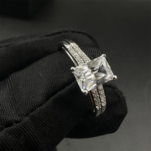 Fashionable <strong>Square</strong> Cut Women's <strong>Ring</strong> Fine Jewelry 925 Sterling Silver <strong>Engagement</strong> Crystal <strong>Rings</strong> for Women - Product Image 2