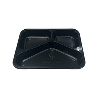 Barquette alimentaire jetable HSQY CPET noire à 3 compartiments avec film de couverture, compatible four et micro-ondes