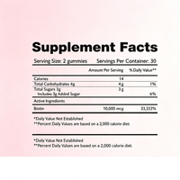 Gummies de biotine en marque blanche OEM, 60 unités, 10 000 MCG, complément alimentaire