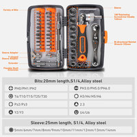 Podofo – Trousse à outils multifonctionnelle 38-en-1 en acier allié et plastique pour l'entretien domestique et les outils électroménagers