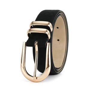 Ceinture en polyuréthane maigre pour femmes de Style classique noir décontracté en alliage boucle ardillon approvisionnement d'usine pour robes en jean fabriquées au Cambodge - Product Image 3