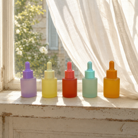 Flacon compte-gouttes en verre dépoli anti-fuite, conteneur cosmétique mat coloré pour huile de croissance des cils et liquides