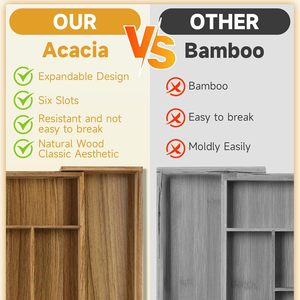 Wooden Drawer Organizer 50x42x5cm Expandable Storage <b>Box</b> For Cutlery Silverware Kitchen Drawers - Product Image 4
