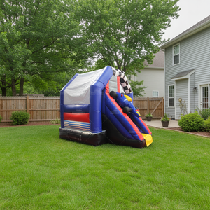 WINSUN Trampoline d'extérieur - Certifié CE, ignifuge, sans plomb, installation facile, château gonflable pour enfants avec toboggan - Product Image 1