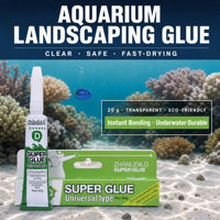 Zhanlida D 20g Gel de paysagisme pour aquarium, super colle transparente, sûre, séchage rapide, pour lier le mousse, le bois flotté, les pierres, les coraux, les plantes aquatiques