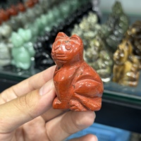 Figurine de chat en cristal naturel en gros, statue de chat assis en pierre brute, pierre de guérison Reiki, animal de luxe Feng Shui