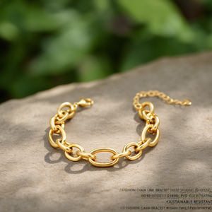 สร้อยข้อมือแฟชั่นแบบโซ่ 316L สแตนเลสสตีล ชุบทอง PVD ทนทาน ยั่งยืน - Product Image 3