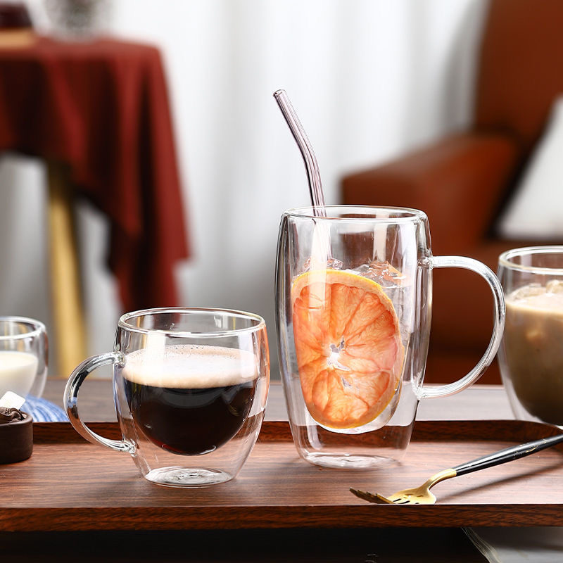 350ml borosilicate material double wall glass cup for coffee