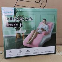 Canapé gonflable en PVC floqué en forme de S, moderne, convertible, décontracté, siège de maison, couleur café, rose, accoudoir, chaise longue pour la maison