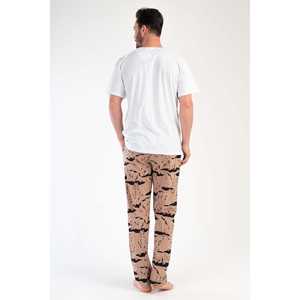 <b>Mens</b> V-Neck Short-Sleeve Silk and Cotton <b>Pajama</b> <b>Set</b> Home Wear Robe with Custom Logo Print Casual Style XL Size - Product Image 1