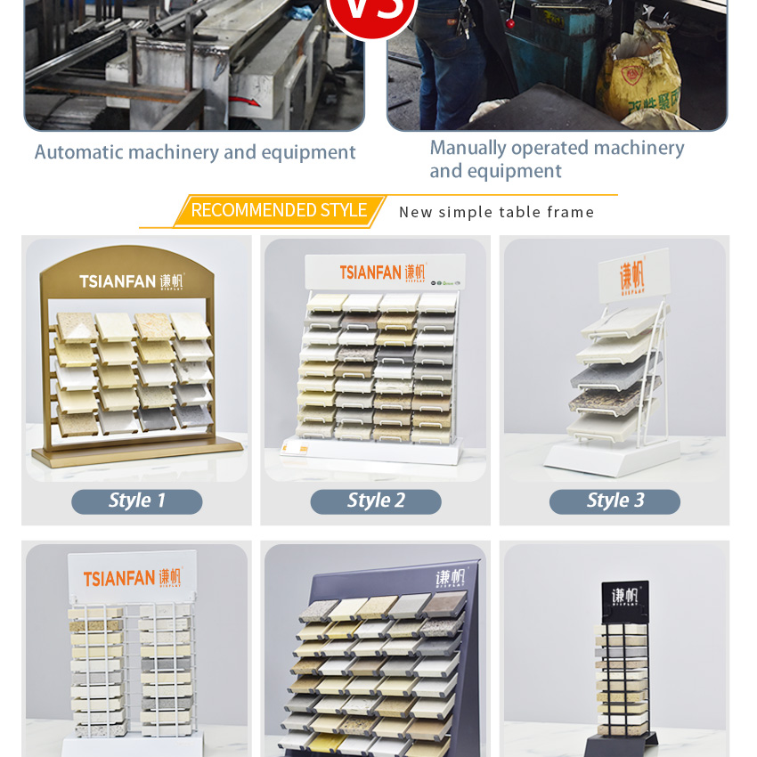 New design metal panel ceramic tile countertop rack natural stone marble quartz showroom granite display stand